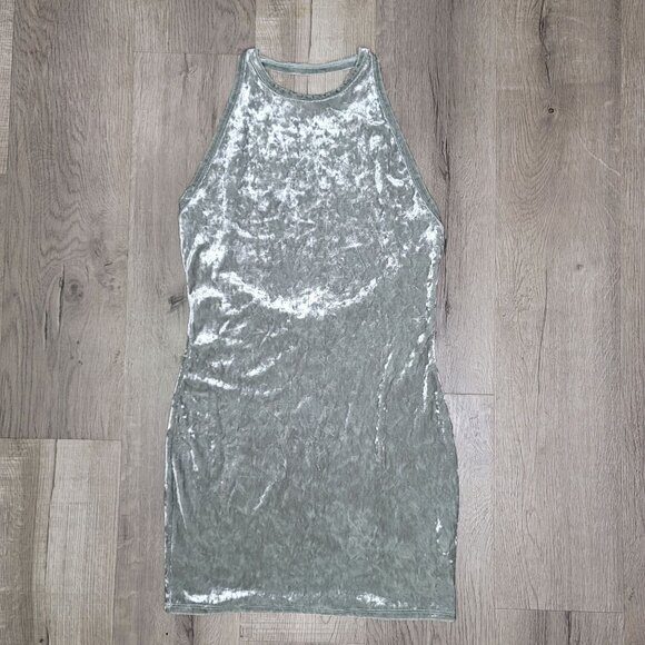 Sadie & Sage Silver blue Crushed Velvet Bodycon backles ini dress sexy Medium - Picture 9 of 9